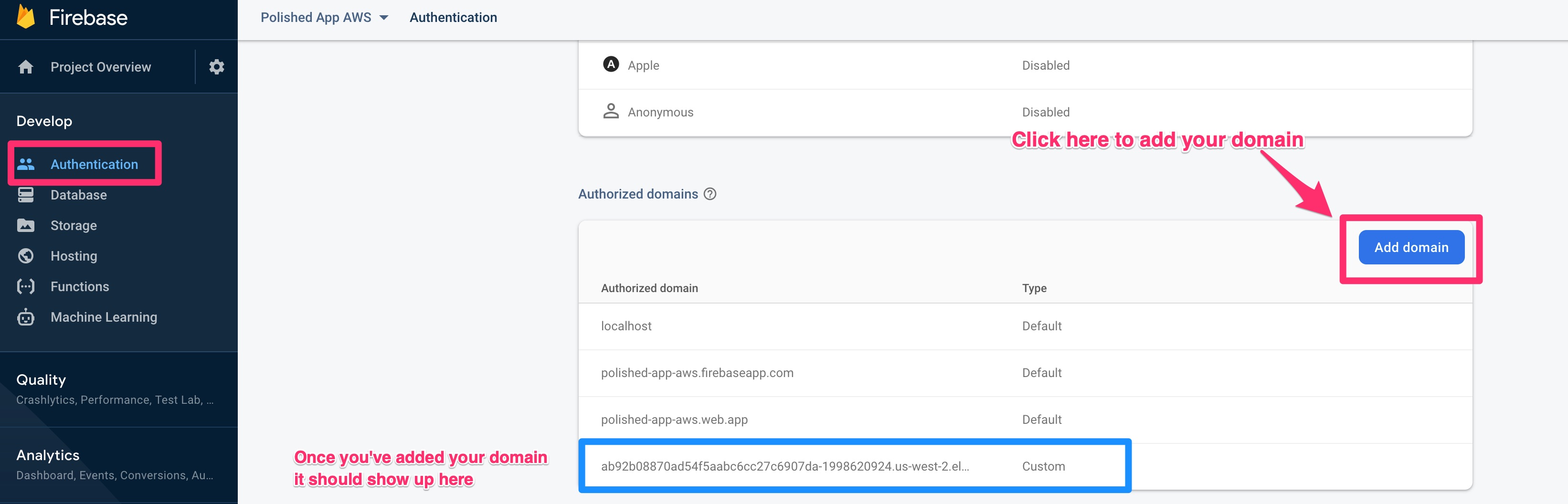 Add Authorized Domain to Firebase